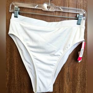 NWT, Women's Xhilaration white high waist bikini bottom, Large